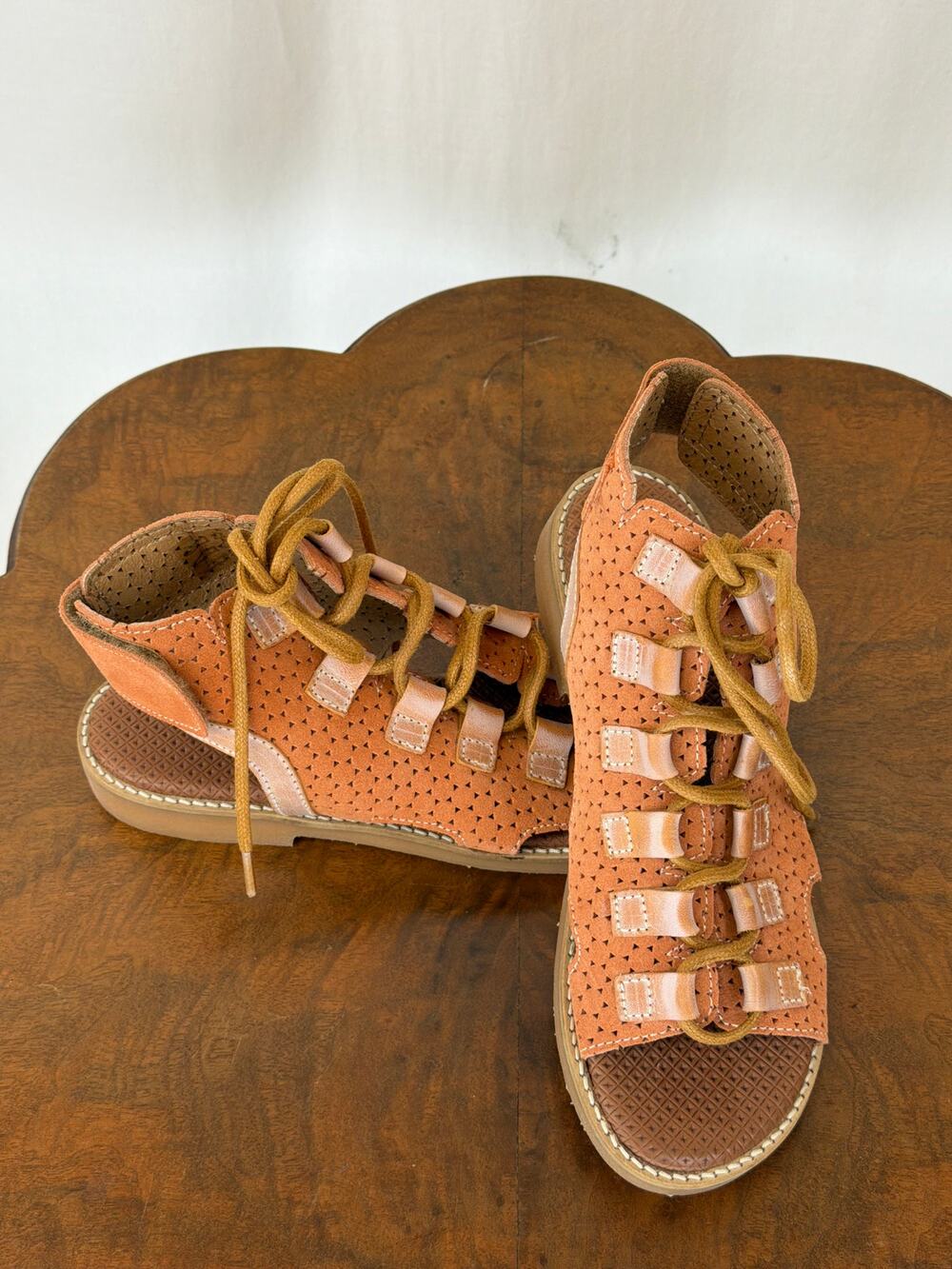 NWT Casta Impala Terracotta Gladiator Tie Sandal Size 40 #0584